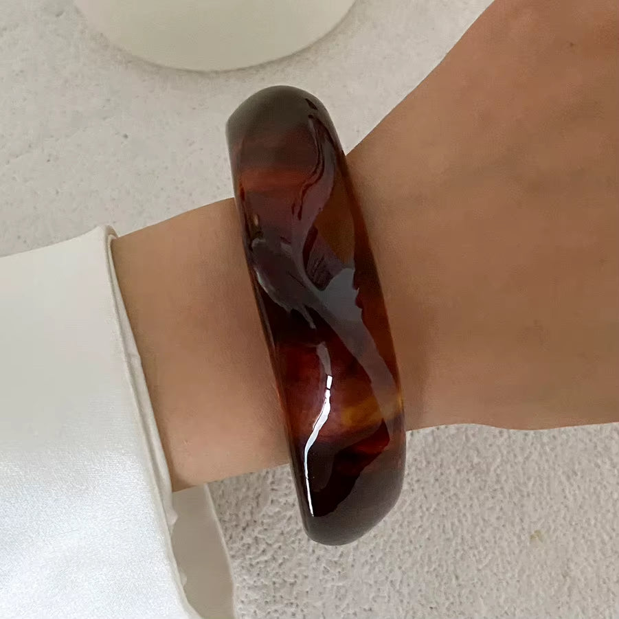 2025 Trendy Stacking Resin Bangles for Women Men Hip Hop Irregular Chunky Cuff Bracelets Charm Accessories Jewelry